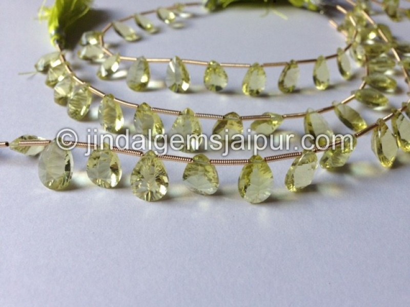 Lemon Quartz Double Concave Pear Shape Beads